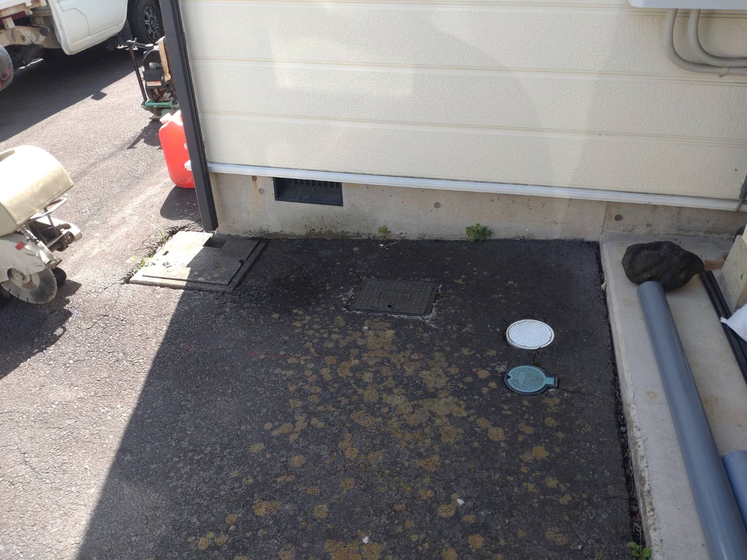 着工前 散水栓・雨水配管の状況